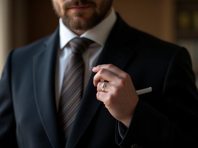 Tailor meticulously working on a suit