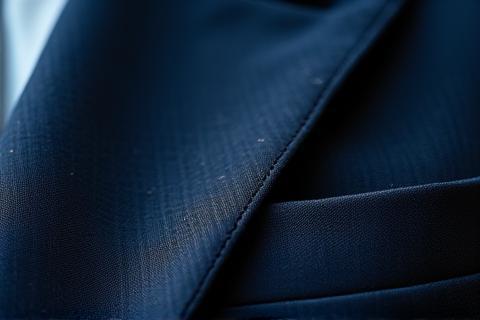 Close-up of tailored suit fabric and stitching